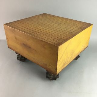 Japanese Wood Go Board Table Game Vtg Goban Leg Heso Igo 19x19 Grid Gb25