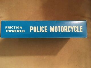 Police Motorcycle Vintage 1960 ' s Japanese Friction Powered Tin Toy w/Box 3