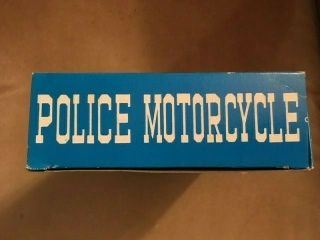 Police Motorcycle Vintage 1960 ' s Japanese Friction Powered Tin Toy w/Box 4