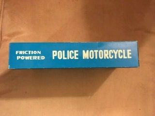 Police Motorcycle Vintage 1960 ' s Japanese Friction Powered Tin Toy w/Box 5