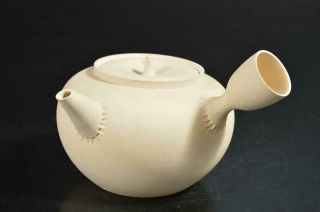 T1768: Japanese Kiyomizu - Ware Unglazed Earthenware Teapot Kyusu Sencha