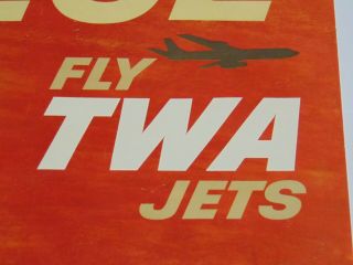 Rare Old Vintage 1960 Travel Poster Fly TWA Jets Greece by David Klein 4