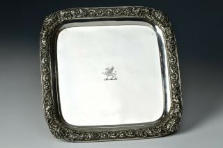 Large Tiffany & Co.  Sterling Silver Chrysanthemum Pattern Tray W/ Armorial