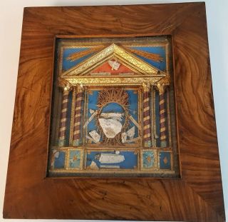 Large Antique Framed Apostles Relics 10 Thread & Wax Seal Intact