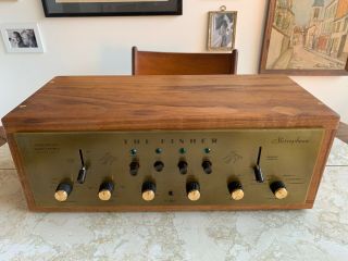 Vintage Fisher 400c 400 - C 400 - Cx Tube Stereo Preamplifier Restored W/ Custom Cab