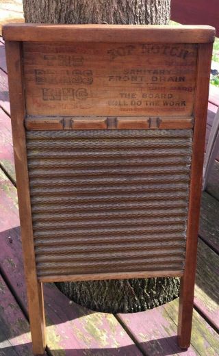 Antique Estate National Washboard Co.  No 802 Brass Ribbed Rustic Washboard