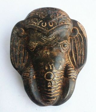 Natural Jade Carved Wealth Animal Bat Elephant Head Statue Ab1