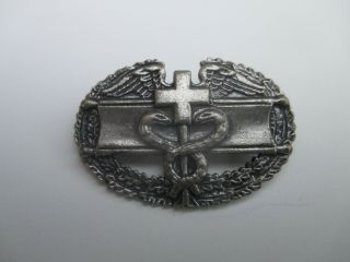 , Older U S Army Combat Medic Badge.  Sterling.  Pin Back