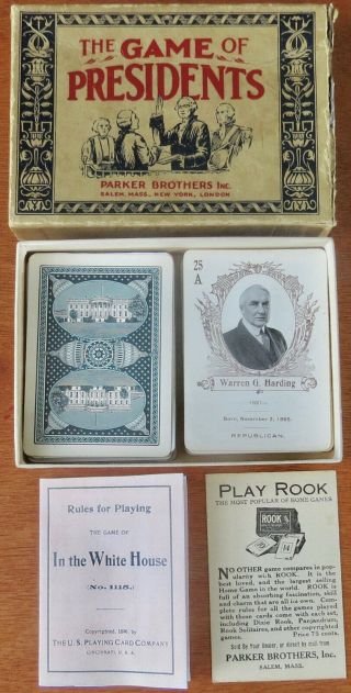 Antique Ca 1920 Card Game Presidents By Parker Bros/in The White House By Uspcc