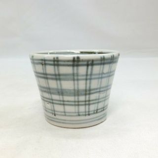 H067: Japanese Really Old Ko - Imari Blue - And - White Porcelain Cup Soba - Choko