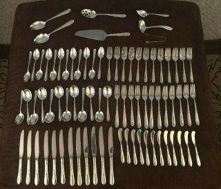Reed And Barton Silver Wheat 79 Piece Flatware Set 12 Person Set,  Chest & More