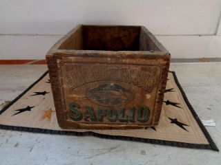 Vintage Wooden Crate Wood Box Enoch Morgans Soap Chemicals Ny Sapolio Primitive