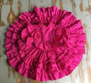 2t Vtg Marthas Miniatures Hot Pink Taffeta Ruffle Twirl Party Frill Dress Bell