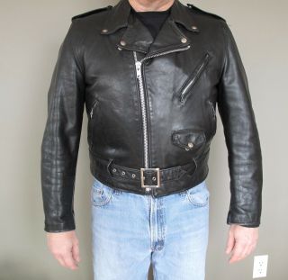 80s Schott Perfecto 118 Vintage Leather Motorcycle Jacket Size 42 Biker