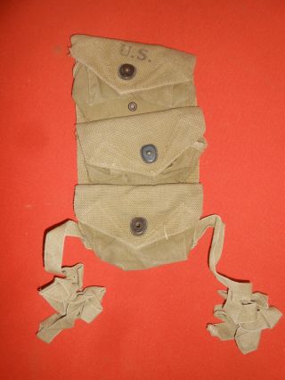 U.  S.  Army ::1944 Wwii Triple Grenade Pouch,  With Dated 1944 Web