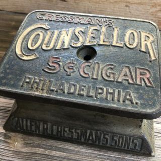 Vintage Antique Cast Iron Countertop Advertising Key Wind Up Cigar Cutter