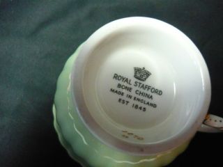 ROYAL STAFFORD BONE CHINA GREEN TEA CUP/SAUCER MADE IN ENGLAND,  EST 1845 5
