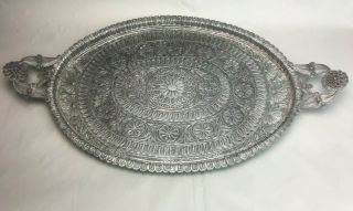 Antique Sterling Silver Filigree Tray 1650 Grams Heavy Top Museum Quality Fine