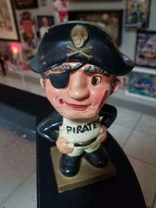 Vtg 1960s Pittsburgh Pirates Mascot Bobblehead Nodder Baseball Mlb Pa Gold Base