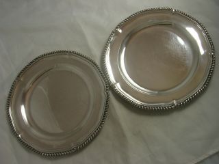 1782 Georgian Pair Silver Dinner Plates Benjamin Laver 1019 Grams