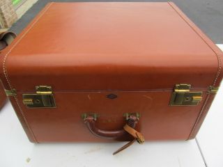 Vintage Taylor Trunk Company Leather Travel Case With Canvas Cover
