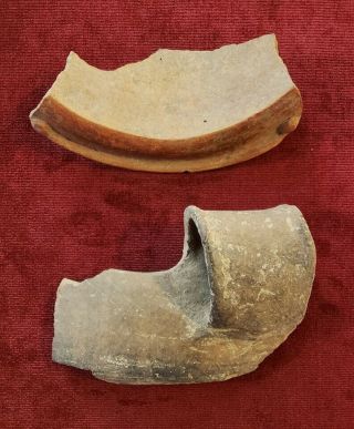 Two Pre Columbian Igneri / Taino Pottery Bowl Fragments / 1