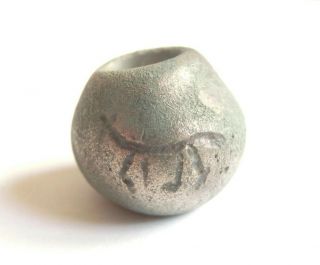 Iron Age Hallstatt Culture Ancient Celtic Billon Bead / Amulet Animals Engraved
