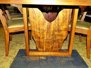 WOW Rare 1960 ' s Hand Carved Hawaiian Curly Koa Wood Table w/ 6 Matching Chairs 10