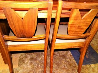 WOW Rare 1960 ' s Hand Carved Hawaiian Curly Koa Wood Table w/ 6 Matching Chairs 12
