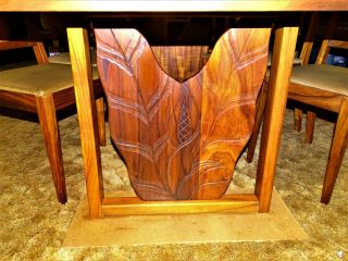 WOW Rare 1960 ' s Hand Carved Hawaiian Curly Koa Wood Table w/ 6 Matching Chairs 2