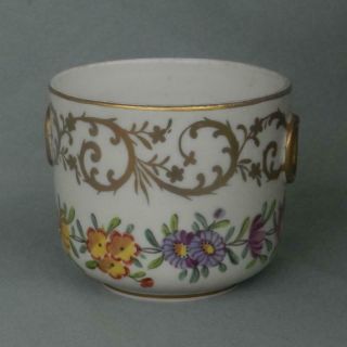 Old Paris Porcelain Cache Pot Decor Main France Hand Painted Floral & Gold