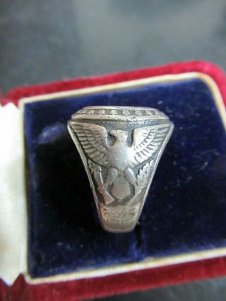 Vintage Sterling Silver Military Signet Ring Eagle & Stars 17.  2g Size 9