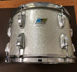 70s Vintage Ludwig 13 " Silver Sparkle 9x13 Tom Drum 3 Ply - Granitone Blue Olive