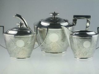 Large Antique Chinese Solid Silver Teapot Set Circa 1900