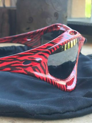 RARE OAKLEY Racing Jacket Sunglasses Red/ Black TIGER w/ Black Vintage 3
