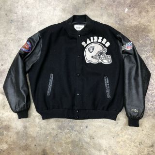Vintage Los Angeles Raiders Chalk Line Leather Wool Varsity Letterman Jacket Xxl