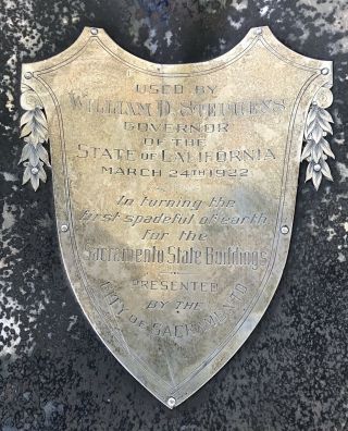 Antique Governor California William Stephens Shreve Silver GroundBreaking Shovel 2