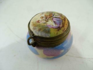 Antique Porcelain Make Up Compact Powder Trinket Box Jar Limoges Vintage 1890s
