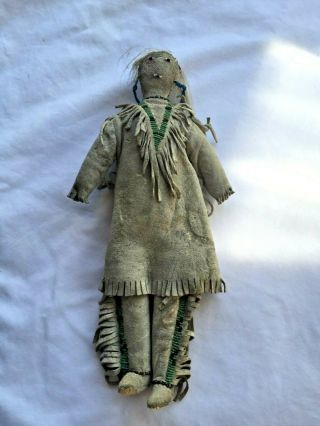 Antique Native American Indian Beaded Doll 1890 Or Earlier H101/2 