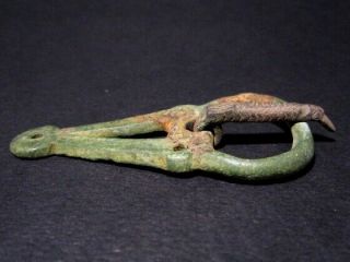 EXTREMELY RARE ROMAN MILITARY BRONZE BELT BUCKLE,  BIRD SHAPED PIN, 4