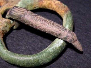 EXTREMELY RARE ROMAN MILITARY BRONZE BELT BUCKLE,  BIRD SHAPED PIN, 6