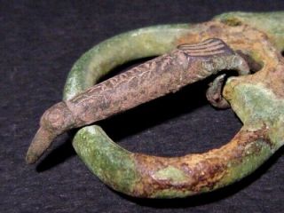 EXTREMELY RARE ROMAN MILITARY BRONZE BELT BUCKLE,  BIRD SHAPED PIN, 7