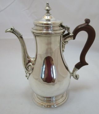 Good Elizabeth II sterling silver Georgian style coffee pot,  1963,  572 grams 2