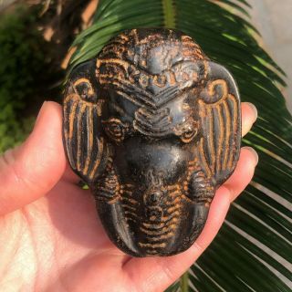 Antique Chinese Hongshan Culture Old Jade Carved Meteorite Elephant Waist Drop