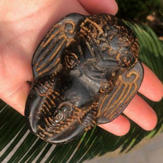 Antique Chinese Hongshan Culture Old Jade Carved Meteorite Elephant Waist drop 3