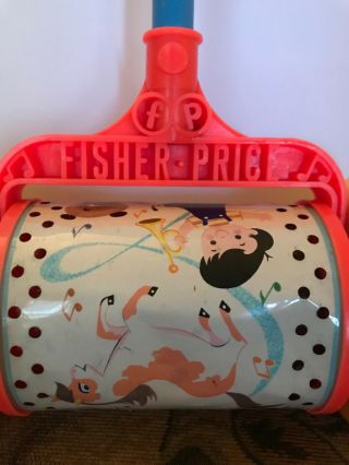 1963 Fisher Price Melody Chime Roller Push Toy w/Wooden Handle 757 5