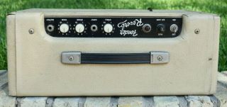 February 1964 NB White Blonde Tolex FENDER REVERB Head Vintage Guitar 6G15 Amp 2