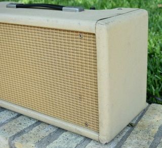 February 1964 NB White Blonde Tolex FENDER REVERB Head Vintage Guitar 6G15 Amp 7