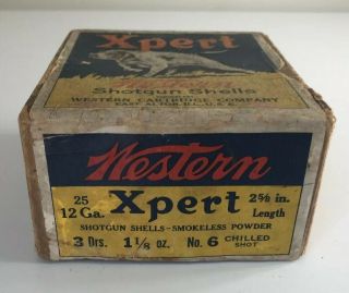 Antique Western Xpert 2 pc Shotgun Shot Shell Box 12 Ga w/Pointer Dog RARE Empty 6