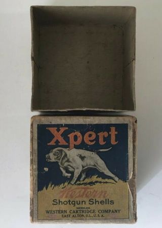 Antique Western Xpert 2 pc Shotgun Shot Shell Box 12 Ga w/Pointer Dog RARE Empty 8